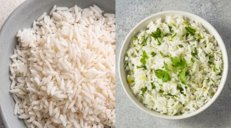 Frozen IQF white rice next to cilantro lime rice