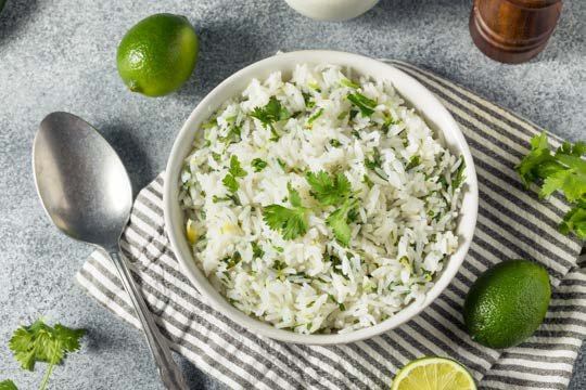 Cilantro lime rice in a bowl