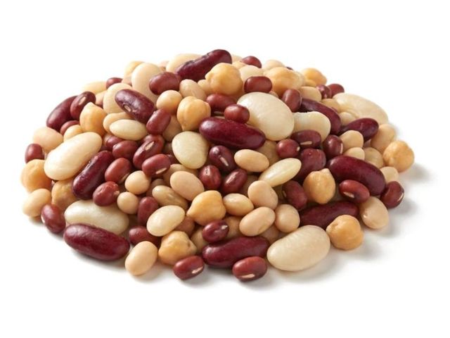 IQF Six Bean Blend (Small Red, Navy, Red Kidney, Garbanzo, Lima, Large Lima), fully cooked and individually quick frozen
