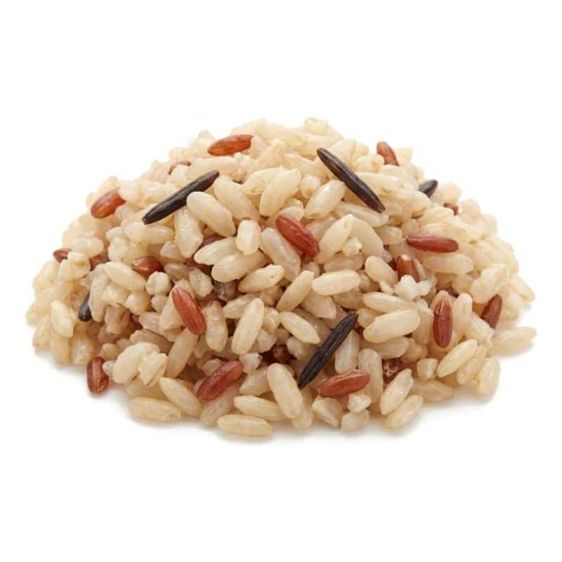 IQF Organic Brown Rice (85) Red Rice (10) Wild Rice (5) Blend, fully cooked and individually quick frozen