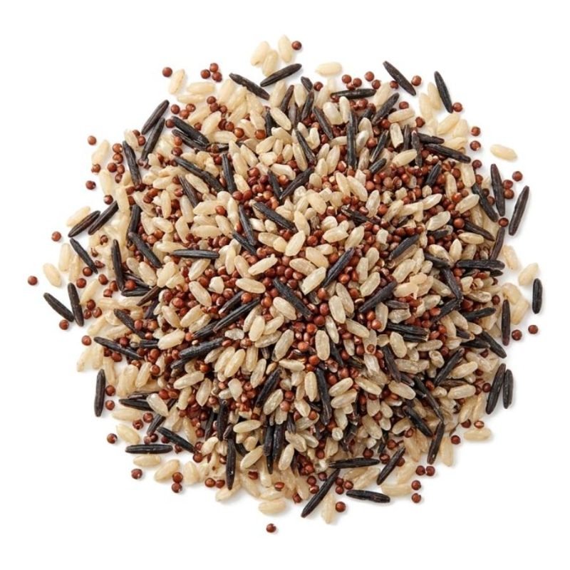 IQF Brown Rice (40) Wild Rice (40) Red Quinoa (20) Blend, fully cooked and individually quick frozen